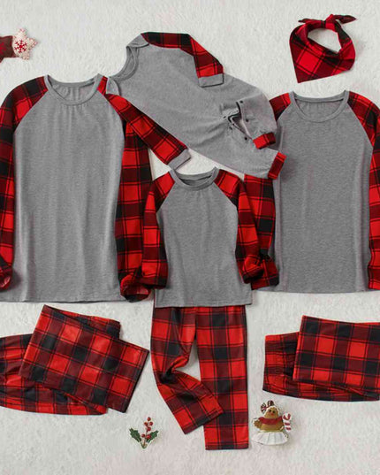 Raglan Sleeve Top and Plaid Pants Set