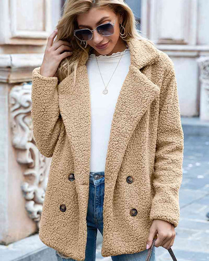 Full Size Lapel Collar Sherpa Coat