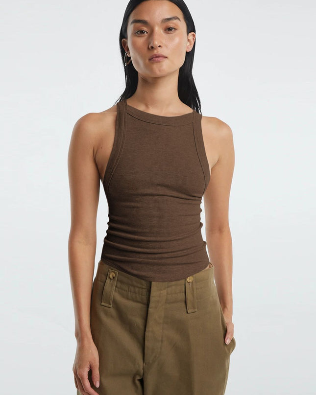 Halter Neck Ribbed Cropped Top