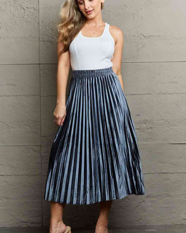 Ninexis Accordion Pleated Flowy Midi Skirt