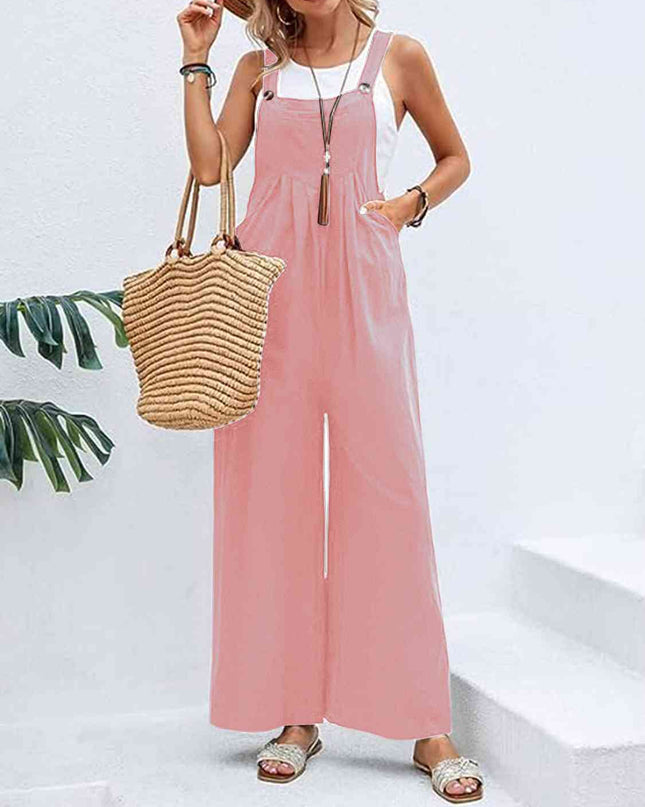 Full Size Wide Leg Overalls with Pockets