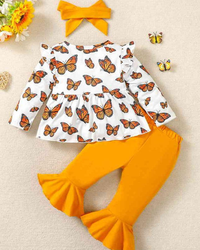Butterfly Print Top and Pants Set
