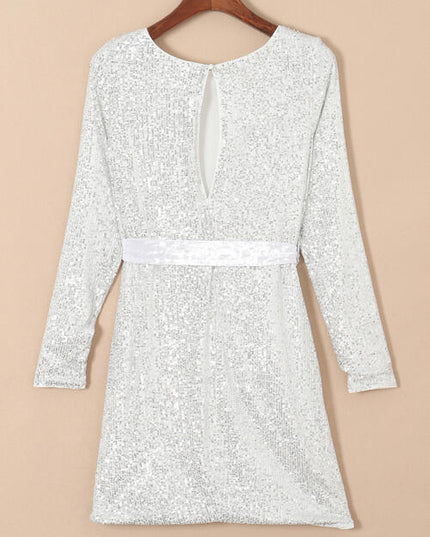 Sequin Tie Front T-Shirt Dress