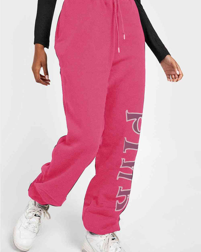 Simply Love Full Size PINK Graphic Sweatpants