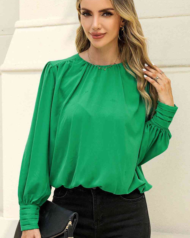 Round Neck Puff Sleeve Blouse