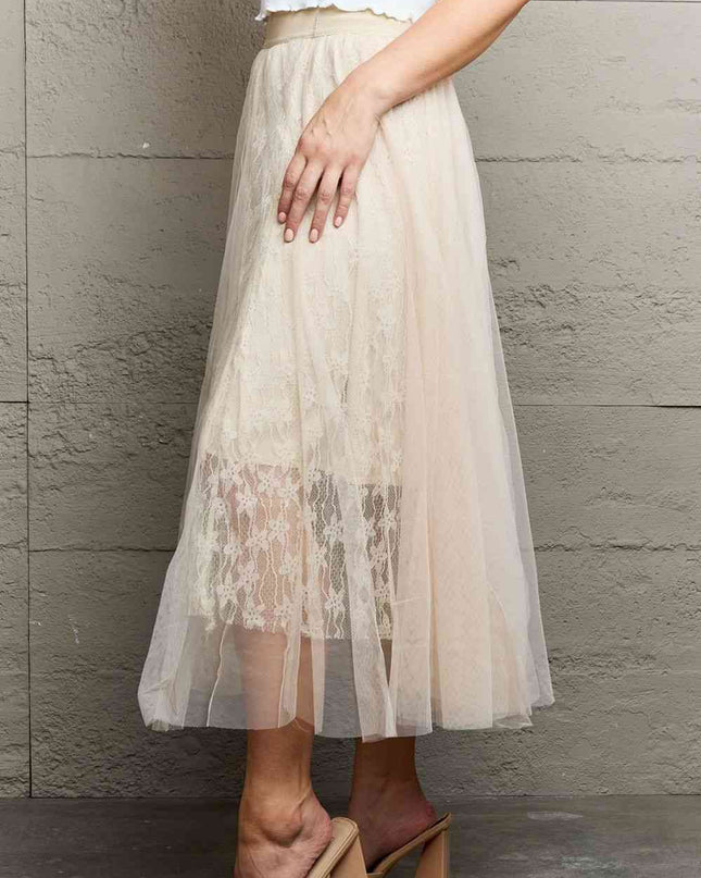 Ninexis Lace Flowy Midi Skirt