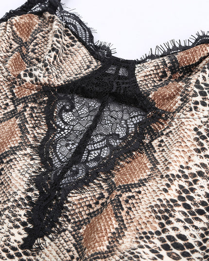 Spaghetti Strap Backless Leopard Printed Teddy