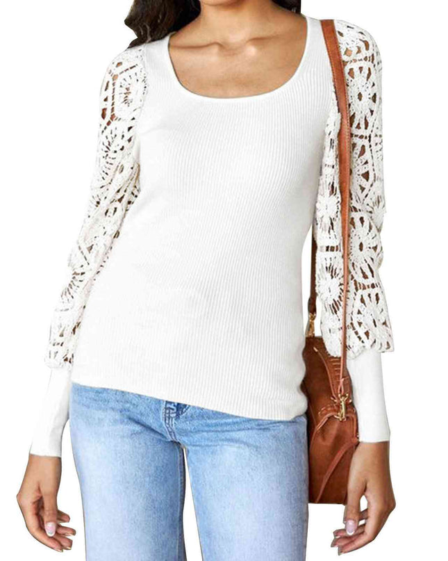 Lace Detail Scoop Neck Knit Top