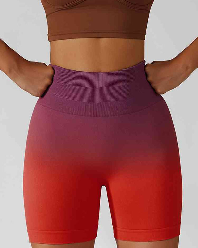 Gradient Wide Waistband Slim Fit Sports Shorts