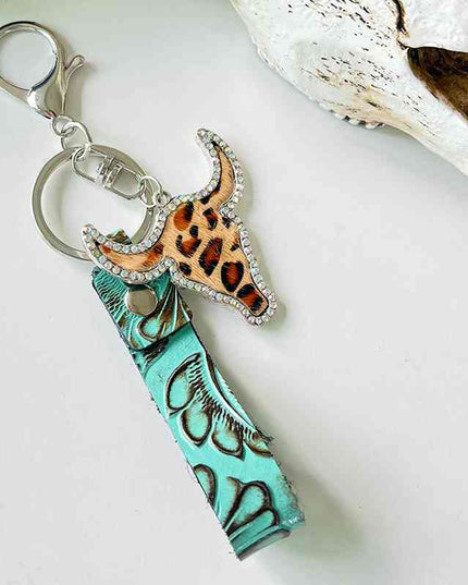 Rhinestone Bull Keychain