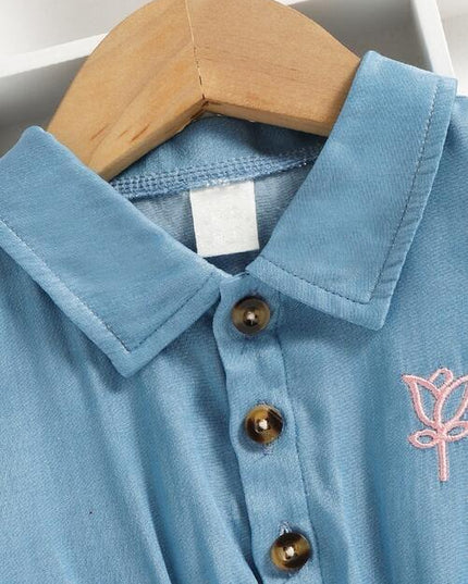 Half Button Long Sleeve Dress