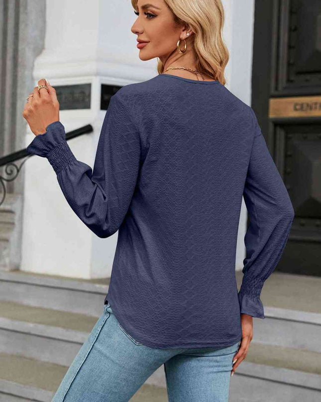 V-Neck Flounce Sleeve Blouse