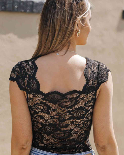 Ruched Sweetheart Neck Lace Bodysuit
