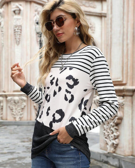 Leopard Striped Long Sleeve T-Shirt