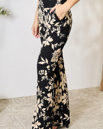 Heimish Full Size High Waist Floral Flare Pants