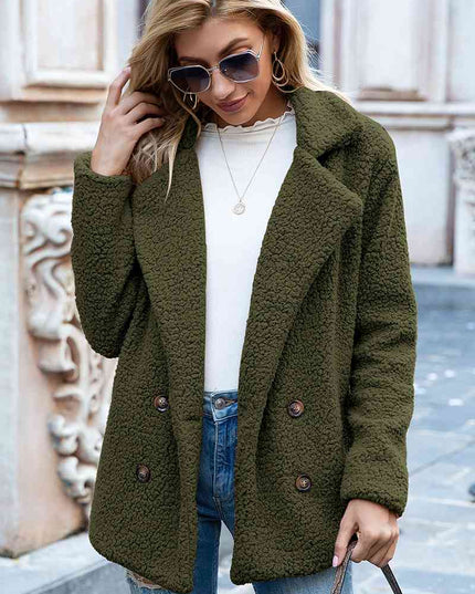 Full Size Lapel Collar Sherpa Coat