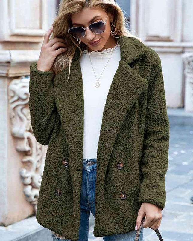 Full Size Lapel Collar Sherpa Coat