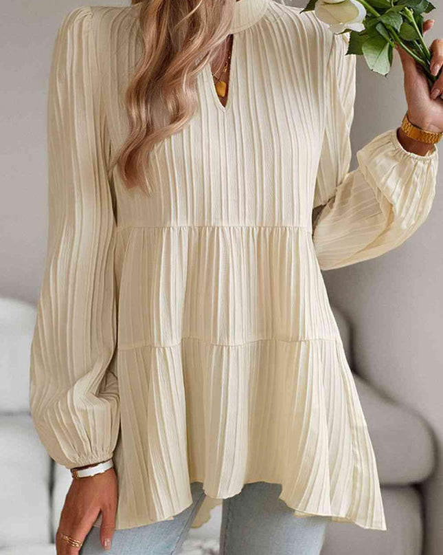 Round Neck Long Sleeve Blouse