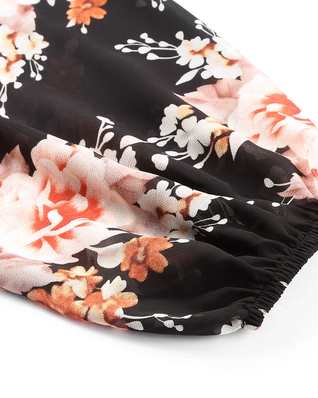Floral Tied Balloon Sleeve Dress
