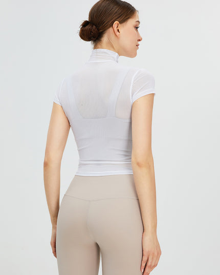 Turtleneck Cap Sleeve Active T-Shirt