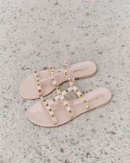 Forever Link Studded Cage Strap Slide Jelly Sandal