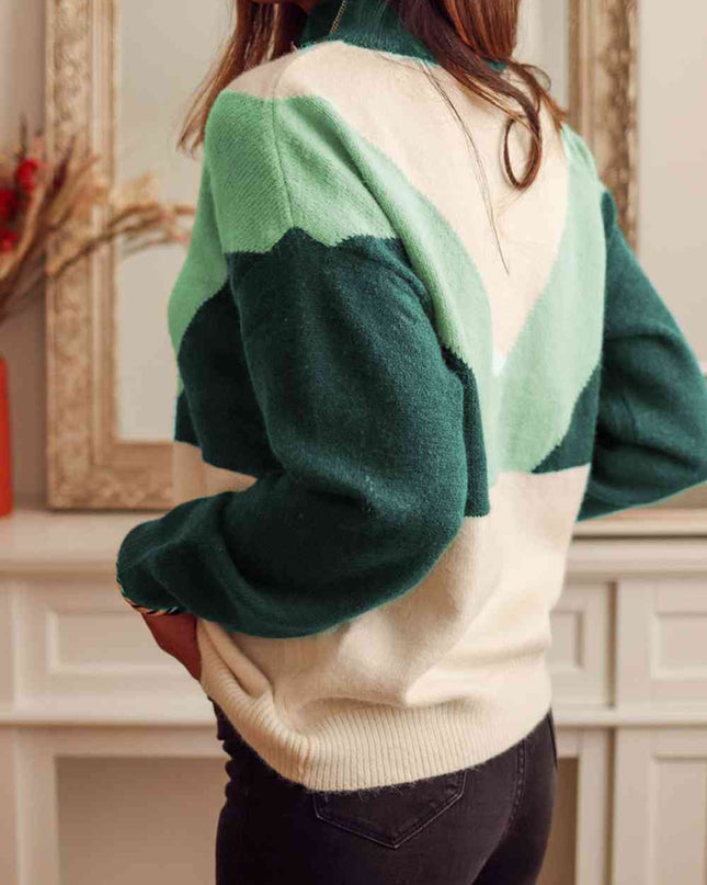 Color Block Buttoned Sweater