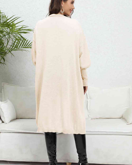 Open Front Dropped Shoulder Cardigan