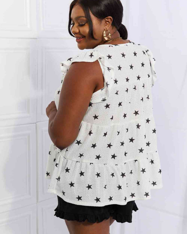 Heimish Shine Bright Full Size Butterfly Sleeve Star Print Top
