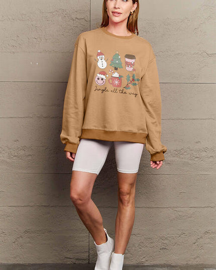 Simply Love Full Size JINGLE ALL THE WAY Long Sleeve Sweatshirt