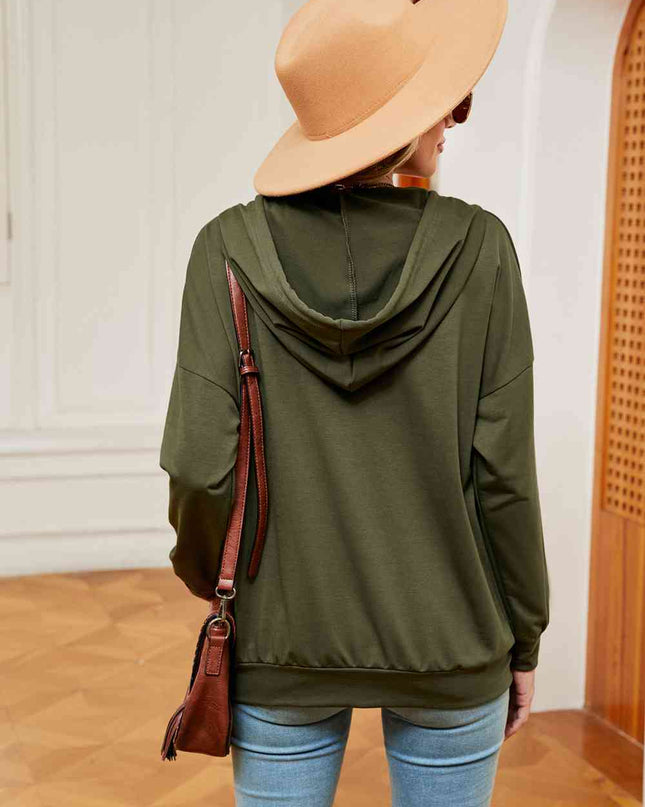 Quarter-Snap Drawstring Hoodie