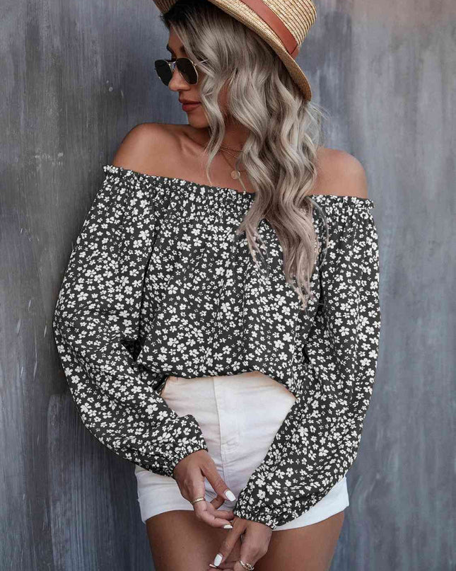 Off-Shoulder Long Sleeve Blouse