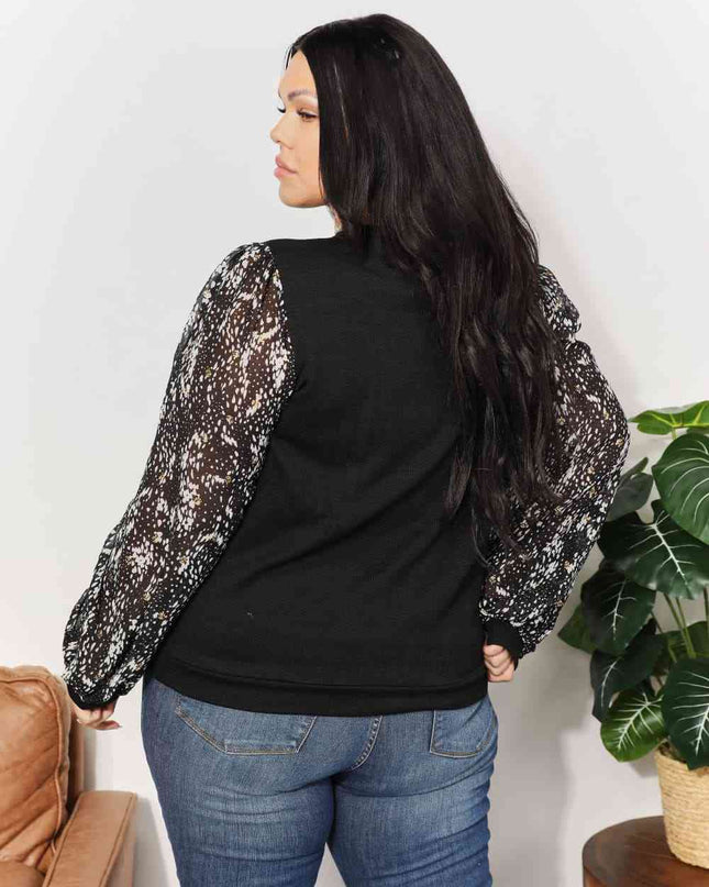 And The Why  Full Size Foil Printed Sleeve Top