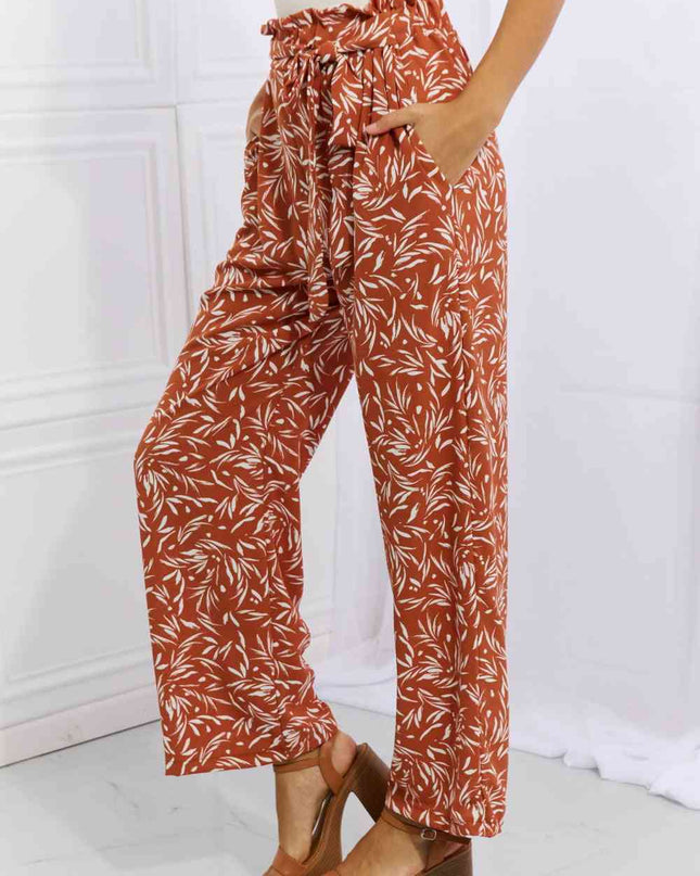 Heimish Right Angle Full Size Geometric Printed Pants in Red Orange