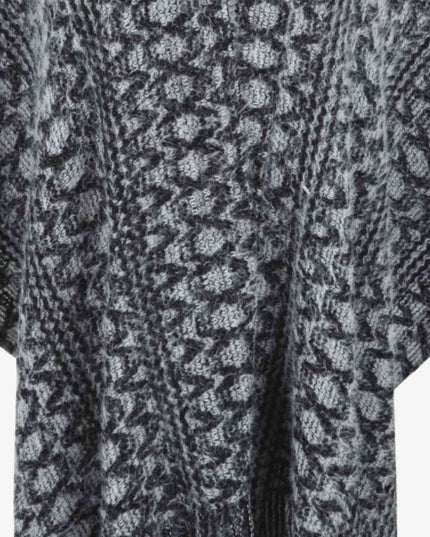 Open Front Fringe Hem Poncho