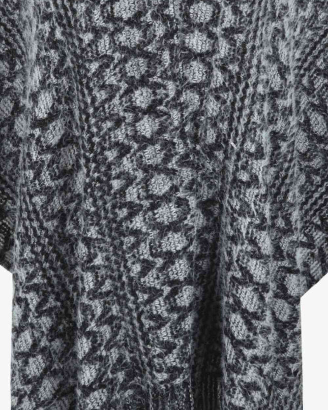 Open Front Fringe Hem Poncho