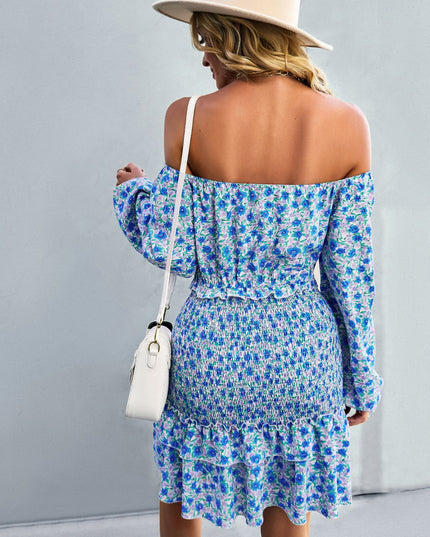 Floral Smocked Off-Shoulder Ruffled Dress