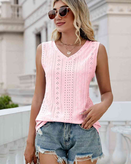 Eyelet V-Neck Tank