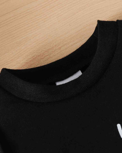 LITTLE BOSS Round Neck Long Sleeve Tee and Pants Set