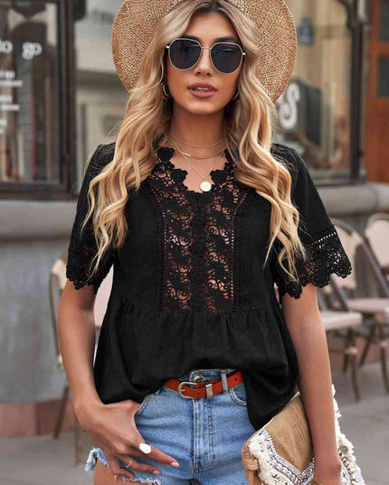 Spliced Lace Peplum Top