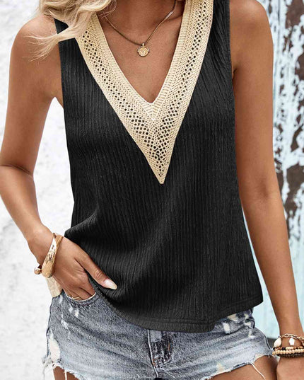 Textured V-Neck Tank Top