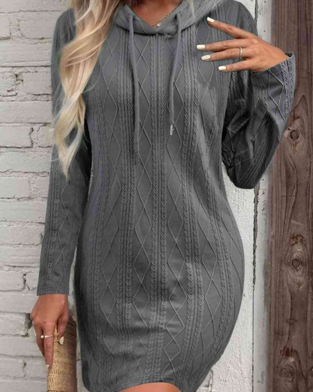 Drawstring Hooded Sweater Dress