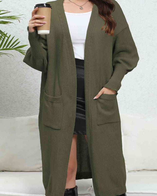 Open Front Dropped Shoulder Cardigan
