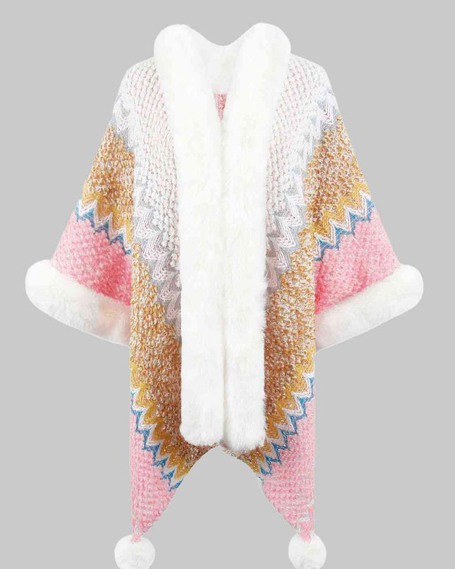 Color Block Open Front Poncho