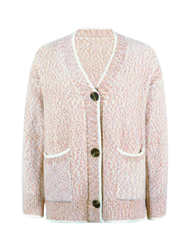 Button Down V-Neck Cardigan with Pockets