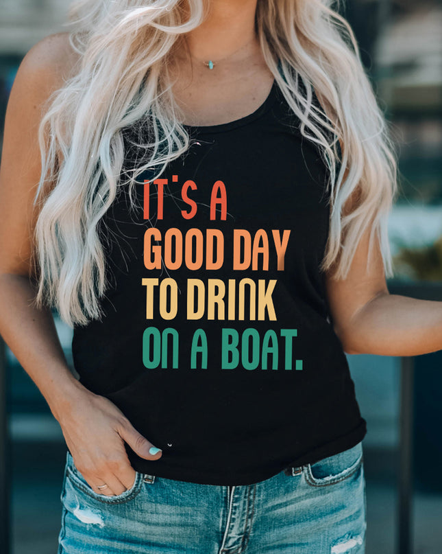 Slogan Graphic Scoop Neck Tank
