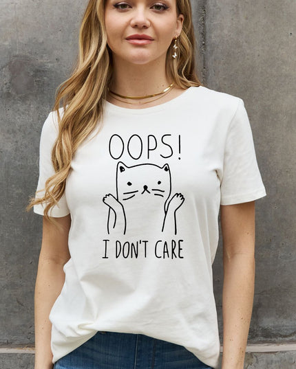 Simply Love Full Size OOPS I DON’T CARE Graphic Cotton Tee
