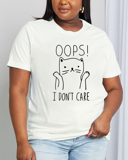 Simply Love Full Size OOPS I DON’T CARE Graphic Cotton Tee