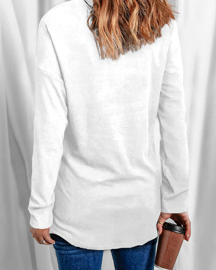 Graphic V-Neck Long Sleeve T-Shirt