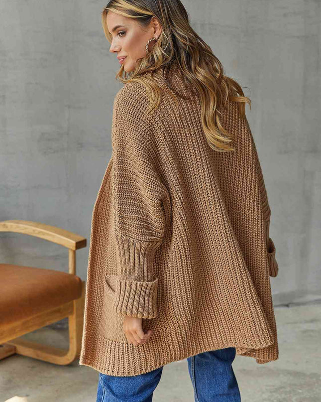Open Front Long Sleeve Cardigan with Pockets