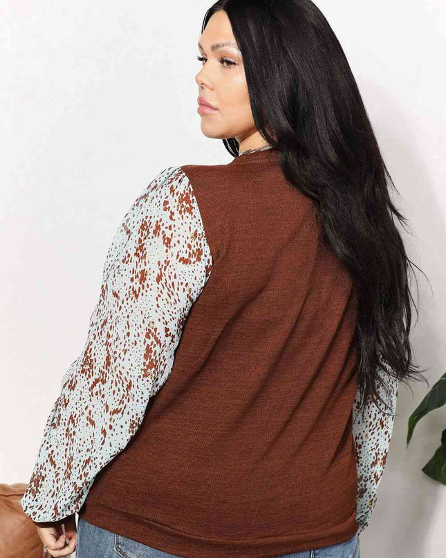 And The Why  Full Size Foil Printed Sleeve Top